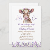Bloral Highland Cow Baby Shower Einladung (Vorne/Hinten)