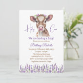 Bloral Highland Cow Baby Shower Einladung (Stehend Vorderseite)