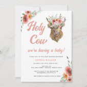 Bloral Holy Cow Western Baby Girl Dusche Einladung (Vorderseite)