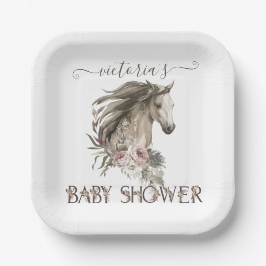 Bloral Horse Ranch Baby Dusche Pappteller (Vorderseite)