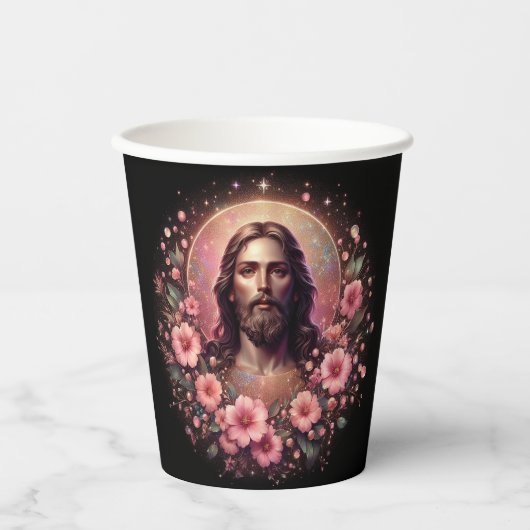 Bloral Jesus Papier Tasse! Pappbecher (Vorderseite)