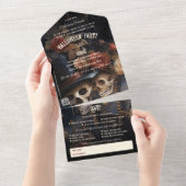 Bloral Kissing Skeletons Adult Halloween All In One Einladung (Abreißen)