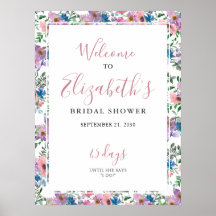 Bloral Lila Blush Brautparty Begrüßungszeichen