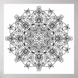 Bloral Mandala Adult Coloring Poster