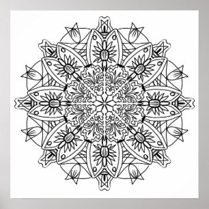 Bloral Mandala Adult Coloring Poster