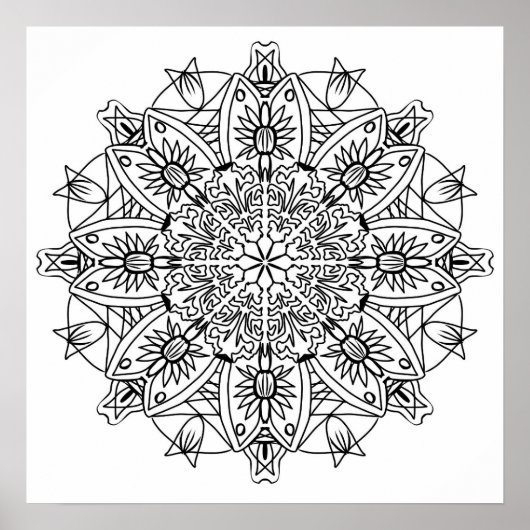 Bloral Mandala Adult Coloring Poster (Vorne)