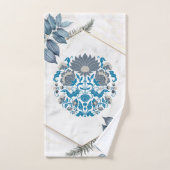 Bloral Mandala Illustration, Blume Rahmen Badhandtuch Set (Handtuch)