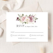 Bloral Mauve Blush Greenery White Wedding RSVP