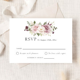 Bloral Mauve Blush Greenery White Wedding RSVP Einladung