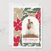 Bloral Modernes Weihnachtsfamilien Foto Feiertagskarte (Vorderseite)