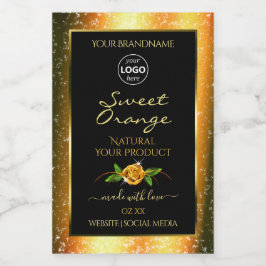 Bloral Orange Glitzer Black Product Labels Logo Lebensmitteletikett