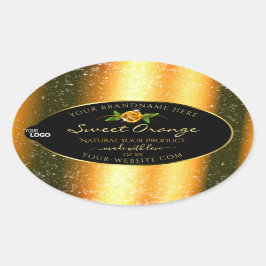 Bloral Orange Glitzer Black Product Labels Logo Ovaler Aufkleber