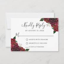 Bloral Red Gold Quinceñera RSVP Card