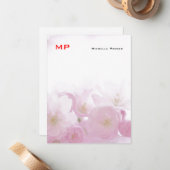 Bloral Red Monogram Beruflich Schlicht Minimalisti Mitteilungskarte (Vorderseite/Rückseite Beispiel)