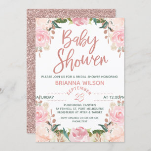 Bloral Rose Gold Baby Dusche Einladung