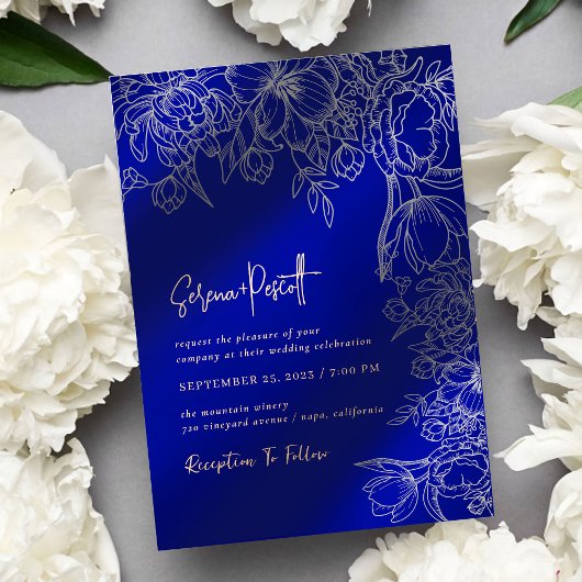 Bloral Royal Blue Arch Wedding Einladung