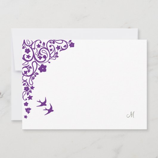 Bloral Secret Garden Sage Strip Script Monogram Mitteilungskarte (Vorderseite)