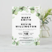 Bloral Simple Rustic Eucaliptus Greenerenerity Wed Einladung (Stehend Vorderseite)