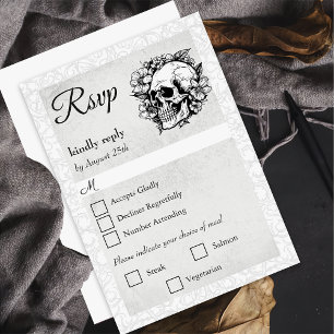 Bloral Skull Gothic Halloween Hochzeitskarte RSVP Karte