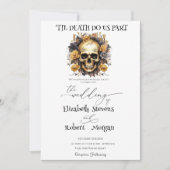 Bloral Skull Gothic Hochzeitseinladung Einladung (Vorderseite)