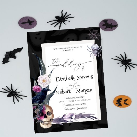 Bloral Skull Halloween Hochzeit Einladung