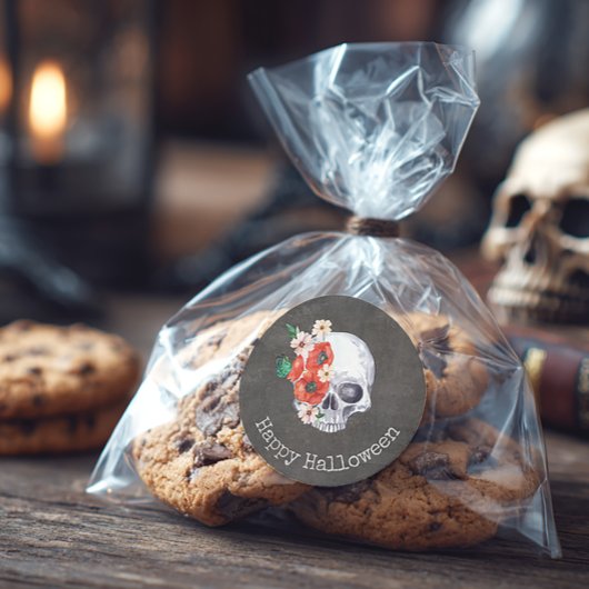 Bloral Skull Runder Aufkleber