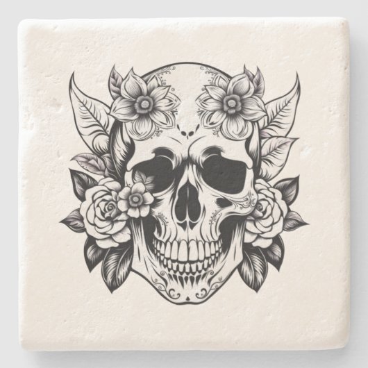 Bloral Skull Steinuntersetzer (Vorderseite)