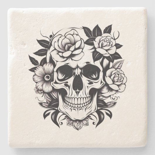 Bloral Skull Steinuntersetzer (Vorderseite)