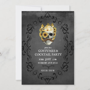 Bloral Skull   VINTAGES HALLOWEEN-PARTY Einladung