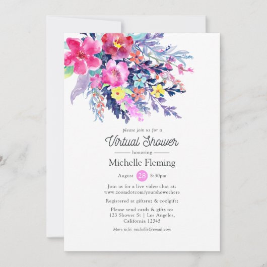 Bloral Spring Virtual Baby oder Brautparty Einladung (Vorderseite)