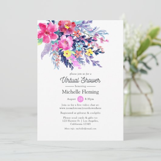 Bloral Spring Virtual Baby oder Brautparty Einladung (Stehend Vorderseite)