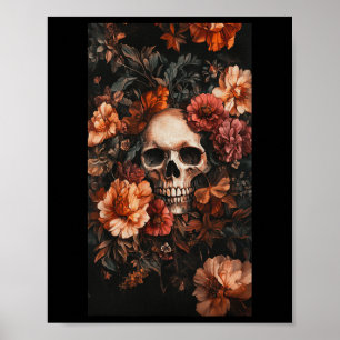 Bloral subtile Skull betont Schädelkunst Poster