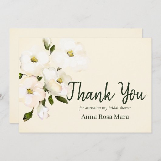 *~* Bloral White Beach Rosen Blush Brautparty Dankeskarte (Vorne/Hinten)