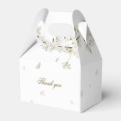 Bloral White Blossom Gold Script Hochzeit Geschenkschachtel (Rückseite)