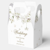 Bloral White Blossom Gold Script Hochzeit Geschenkschachtel (Geöffnet)