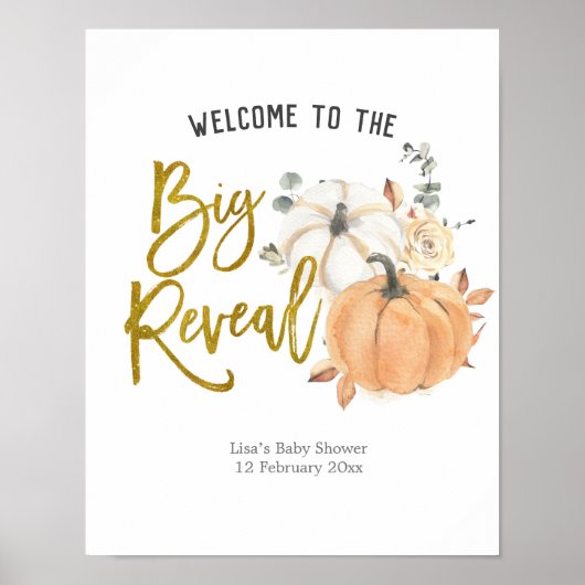 Bloral White Pumpkin Gender Reveal Welcome Poster (Vorne)
