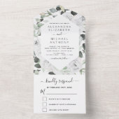 Bloral White Roses Eucalyptus Wedding All In One Einladung (Innen Boden)