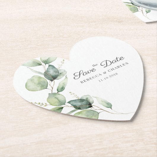 Blorale Eukalyptus-SkriptWedding Save the Date Untersetzer (angewinkelt)