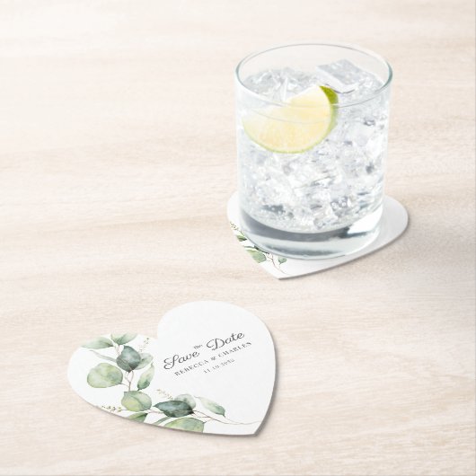 Blorale Eukalyptus-SkriptWedding Save the Date Untersetzer (Vor Ort)