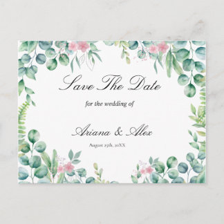 Blorale Eukalyptus Wedding speichern das Datum Postkarte