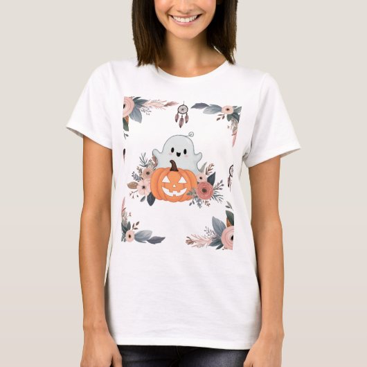 Bloraler Fall Halloween T-Shirt (Vorderseite)