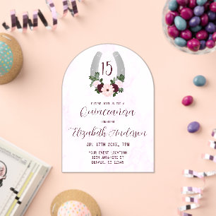 Bloraler Western Horseshoe Quinceanera Acryleinladungen