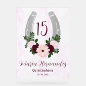 Bloraler Western Horseshoe Quinceanera Acrylschild (Vorderseite)