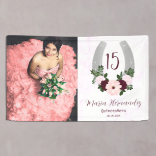 Bloraler Western Horseshoe Quinceanera Banner
