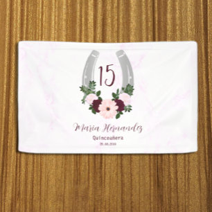 Bloraler Western Horseshoe Quinceanera Banner
