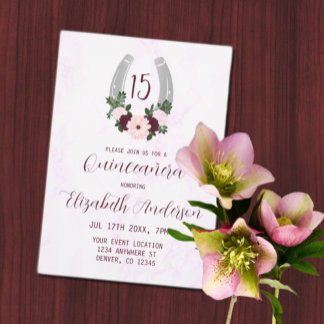 Bloraler Western Horseshoe Quinceanera Einladung