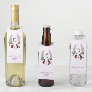 Bloraler Western Horseshoe Quinceanera Flaschenanhänger