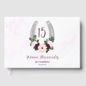 Bloraler Western Horseshoe Quinceanera Gästebuch (Vorderseite)