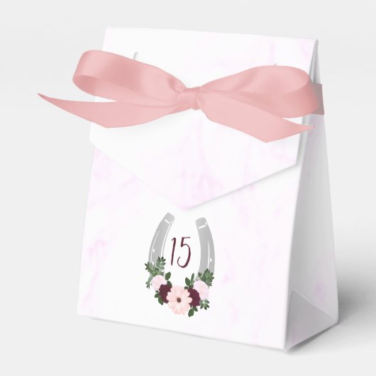 Bloraler Western Horseshoe Quinceanera Geschenkschachtel (Vorderseite)