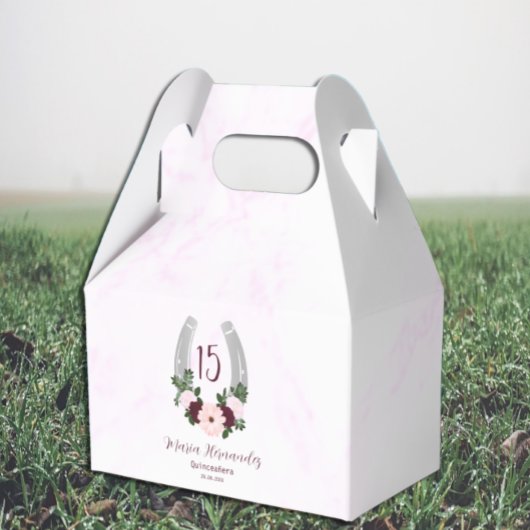 Bloraler Western Horseshoe Quinceanera Geschenkschachtel